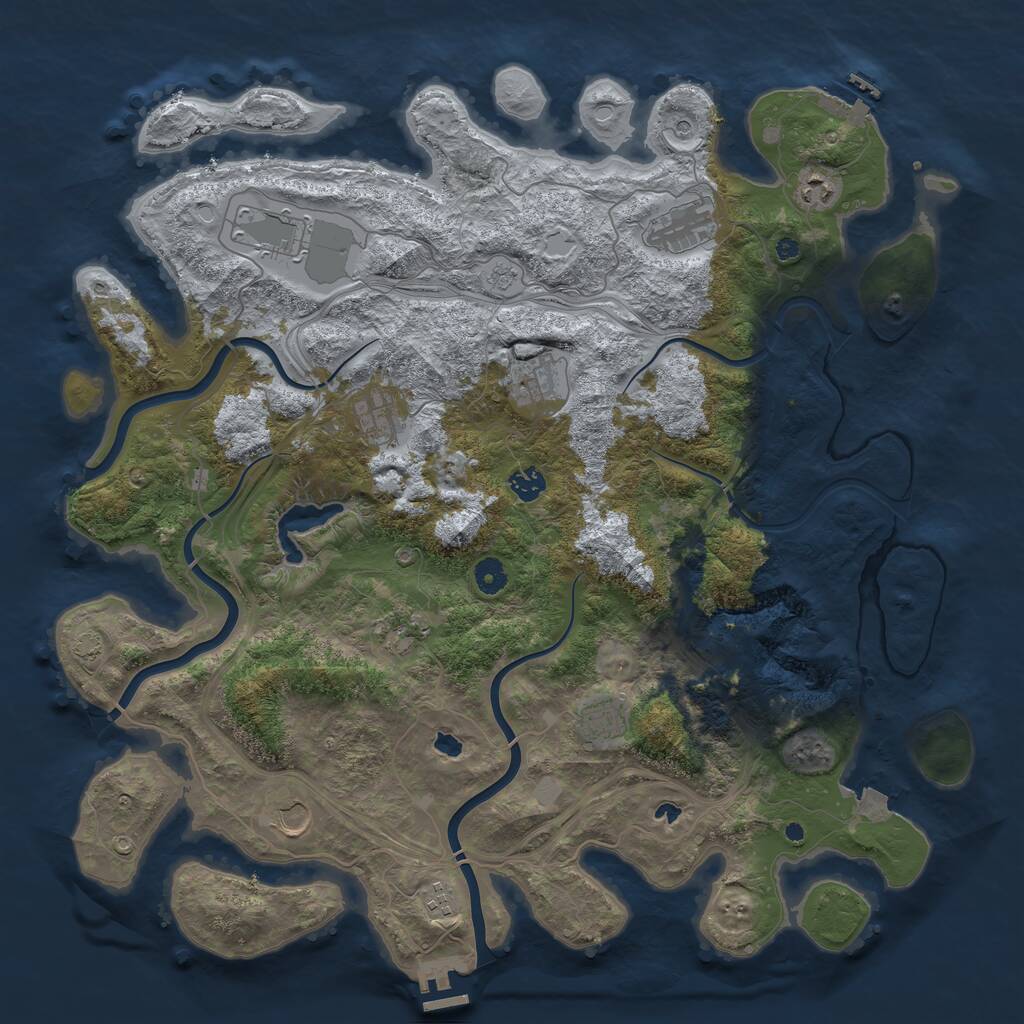 Rust Map: Procedural Map, Size: 4500, Seed: 628820106, 16 Monuments