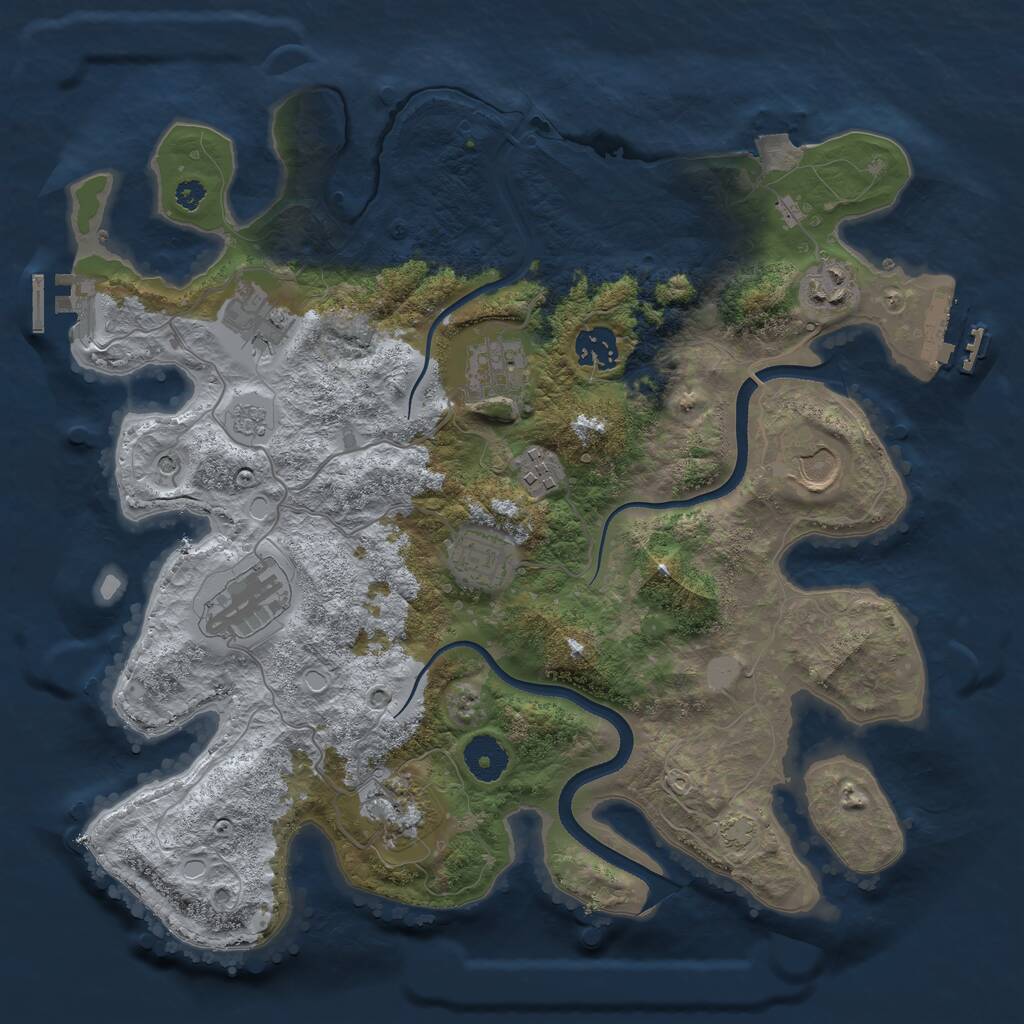 Rust Map: Procedural Map, Size: 3500, Seed: 829563, 15 Monuments