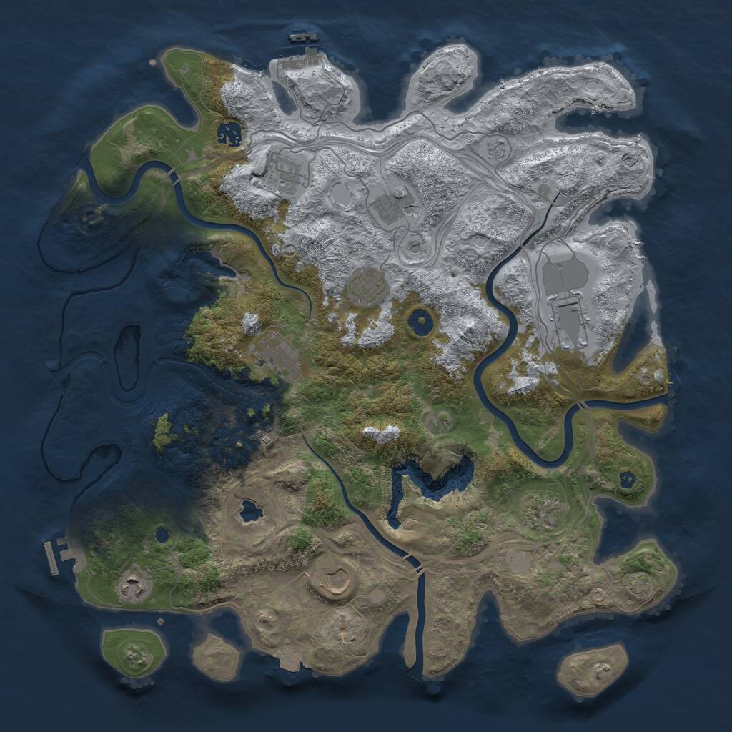 Rust Map: Procedural Map, Size: 4300, Seed: 1705344722, 16 Monuments