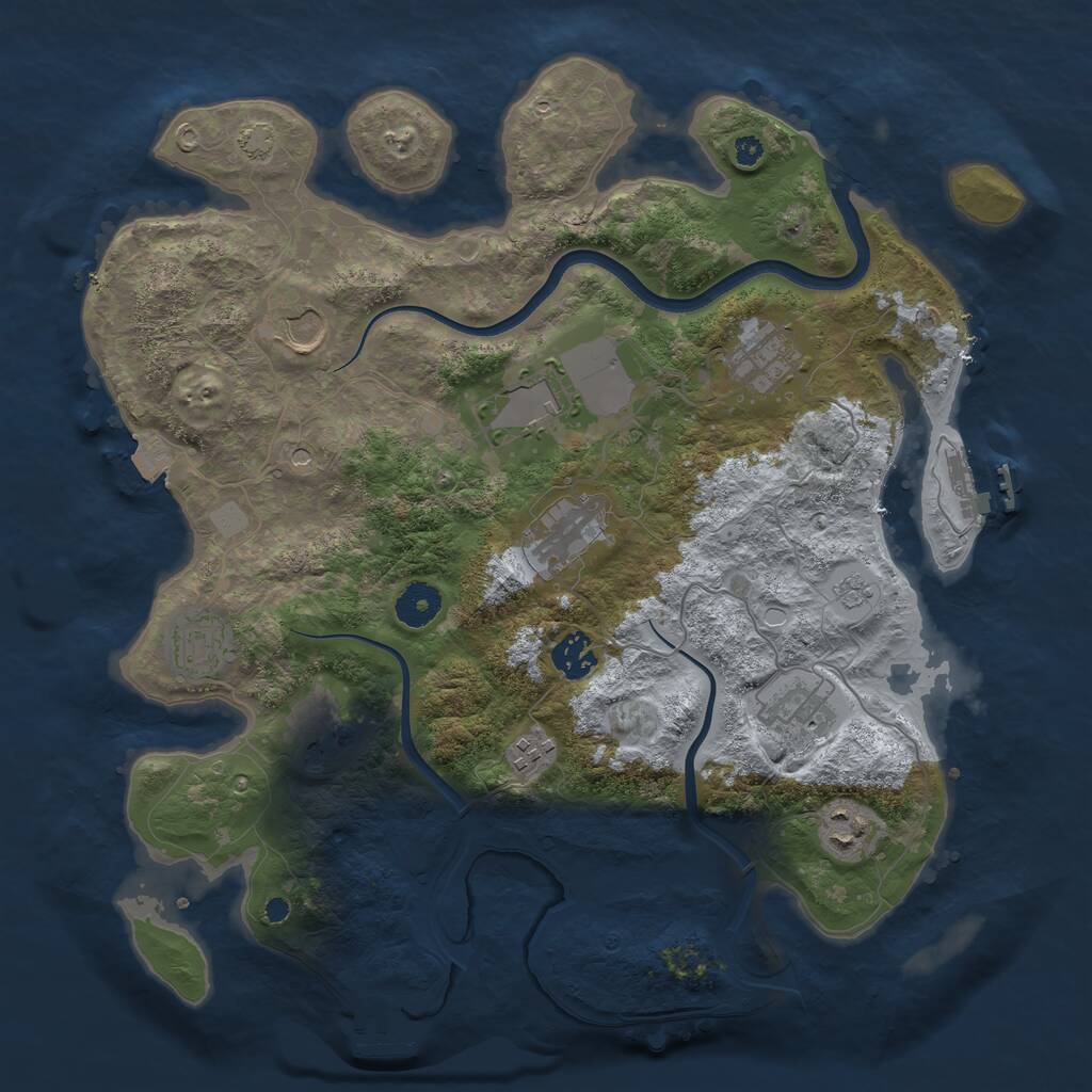 Rust Map: Procedural Map, Size: 3700, Seed: 42471104, 16 Monuments