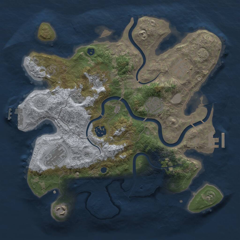 Rust Map: Procedural Map, Size: 3200, Seed: 2114267872, 13 Monuments