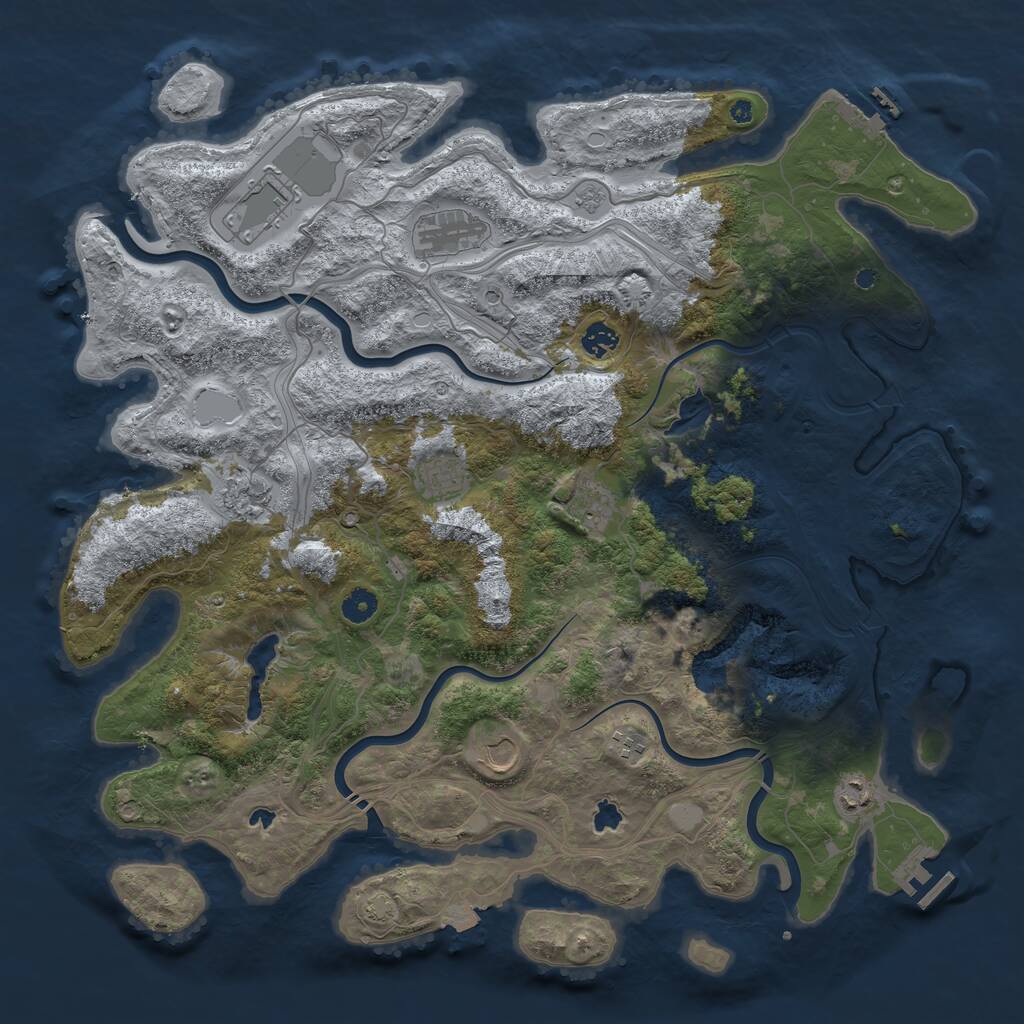Rust Map: Procedural Map, Size: 4500, Seed: 1132060570, 15 Monuments