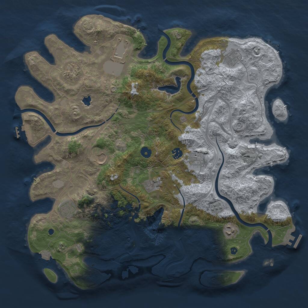 Rust Map: Procedural Map, Size: 4250, Seed: 633380680, 16 Monuments