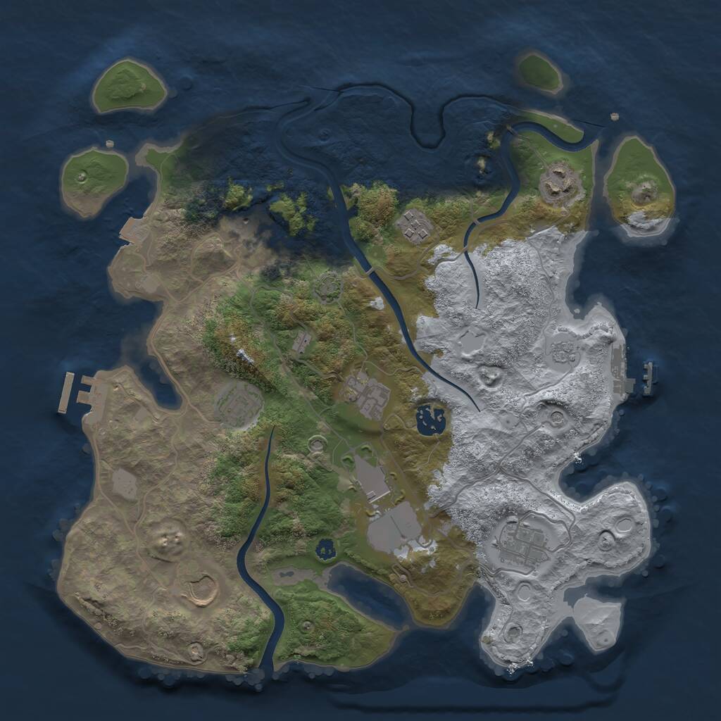 Rust Map: Procedural Map, Size: 3500, Seed: 1762488004, 15 Monuments