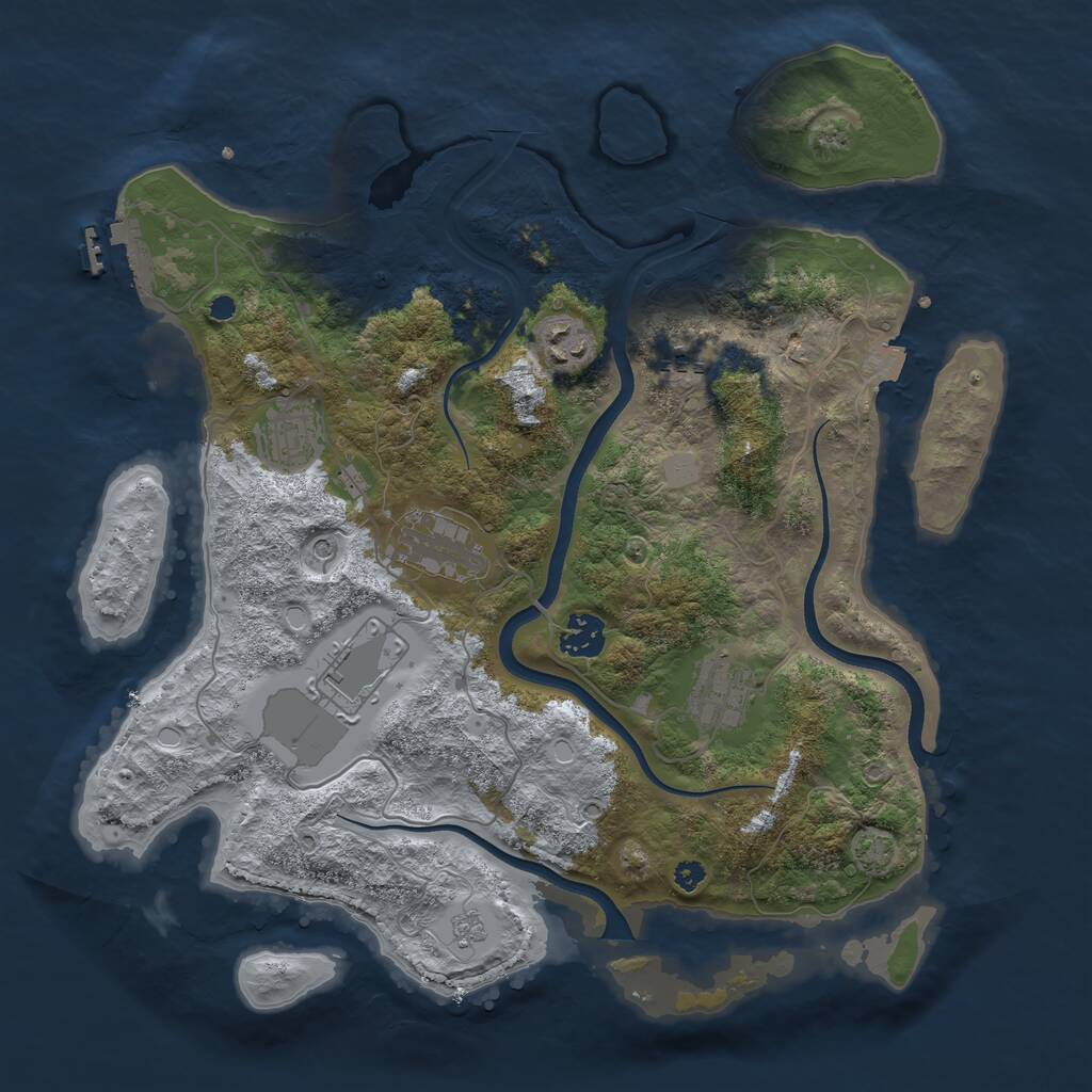 Rust Map: Procedural Map, Size: 3600, Seed: 614515799, 12 Monuments