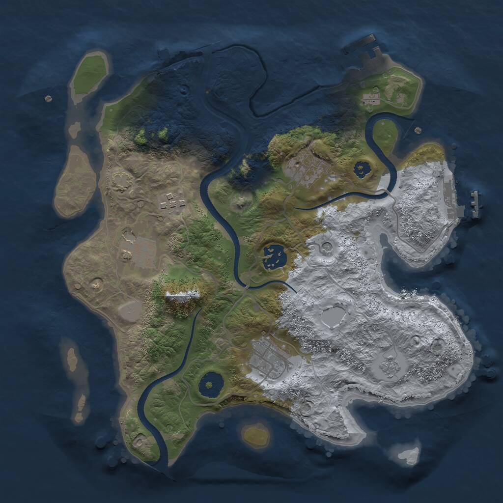 Rust Map: Procedural Map, Size: 3000, Seed: 593192417, 11 Monuments