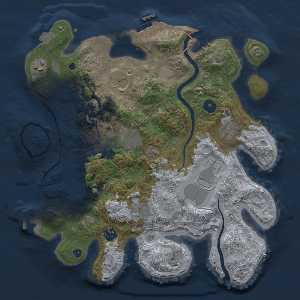 Rust Map: Procedural Map, Size: 3500, Seed: 45206639, 14 Monuments
