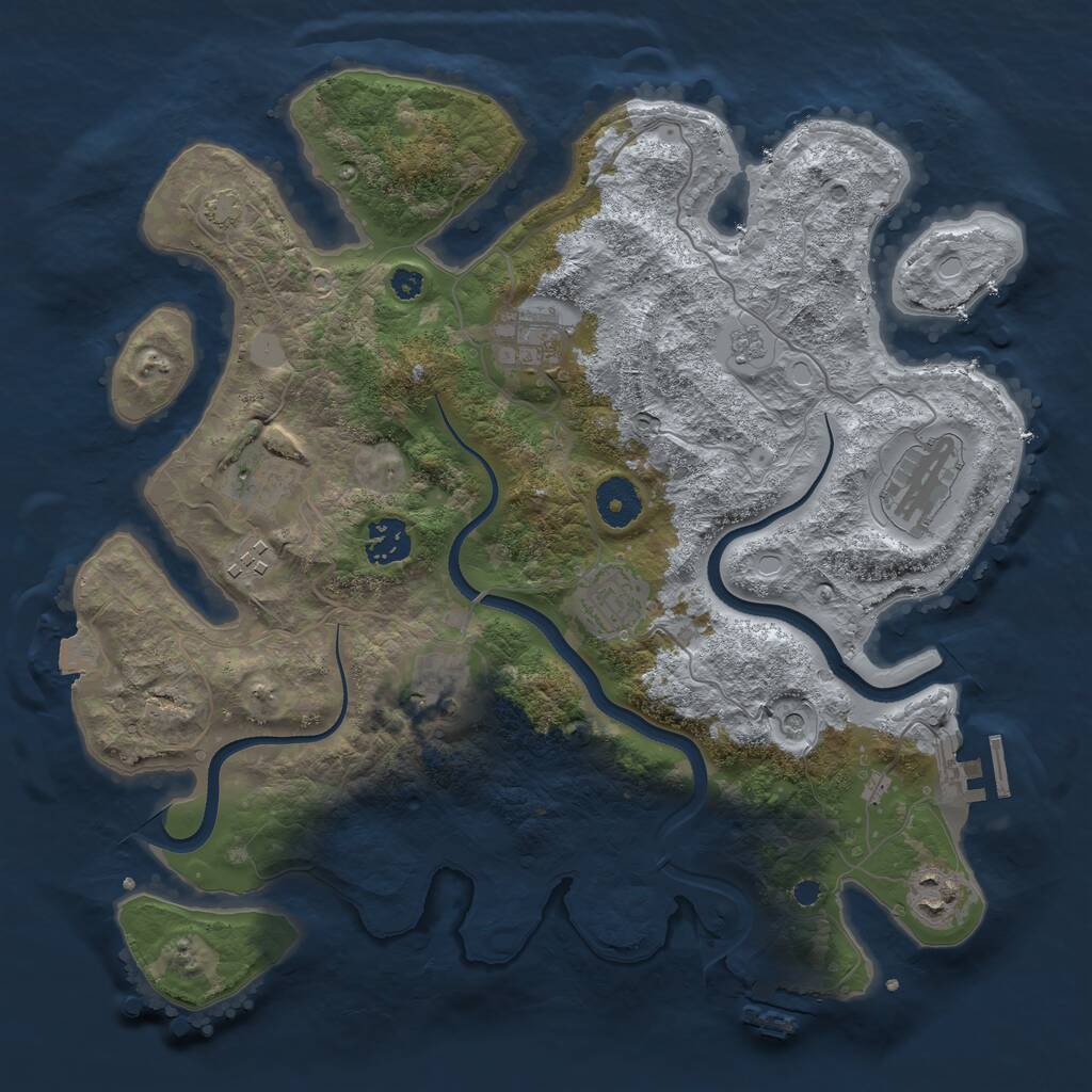 Rust Map: Procedural Map, Size: 3500, Seed: 1151709045, 14 Monuments