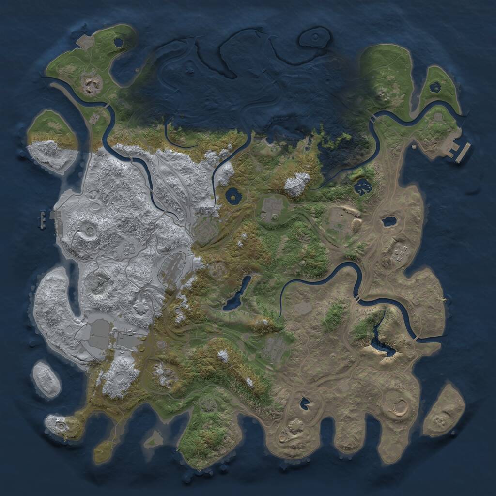 Rust Map: Procedural Map, Size: 4500, Seed: 369736979, 17 Monuments