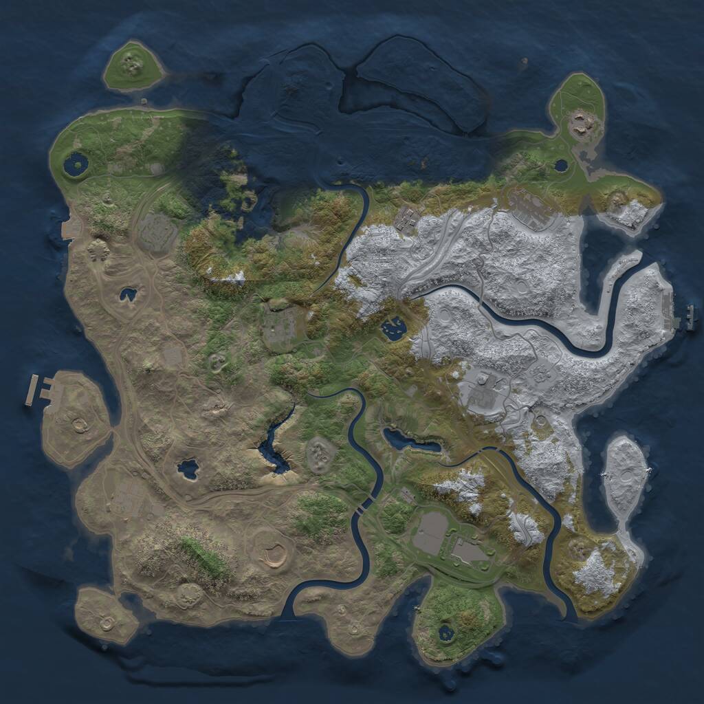 Rust Map: Procedural Map, Size: 4500, Seed: 970906046, 16 Monuments