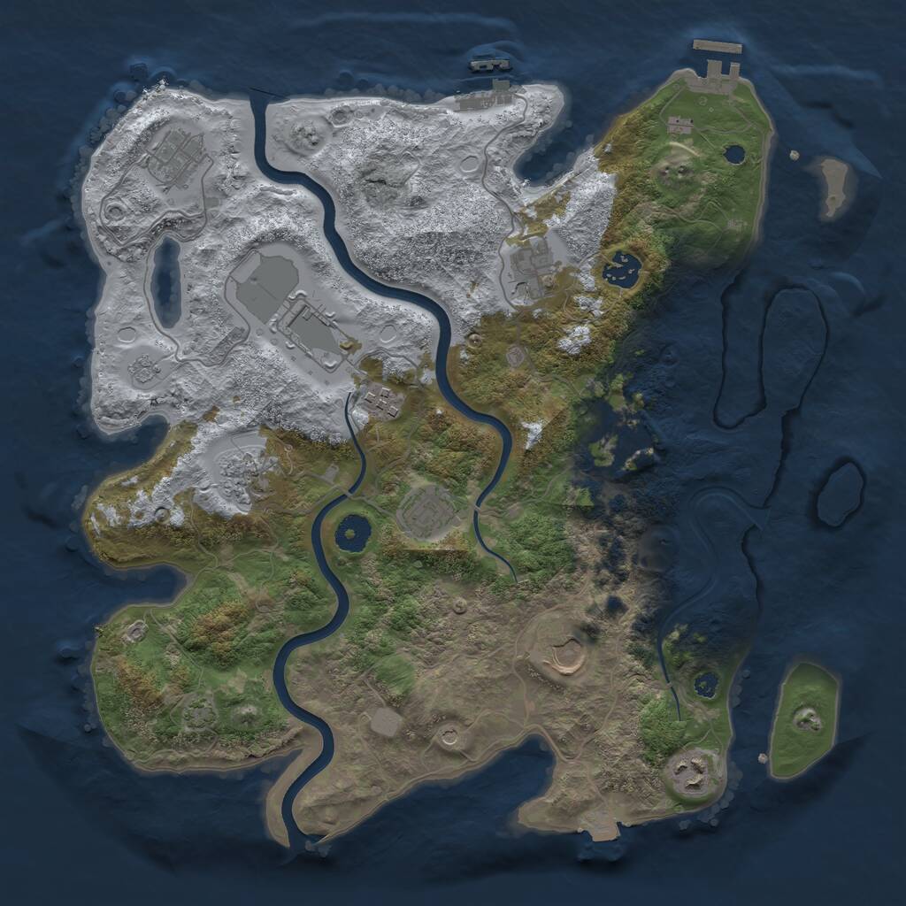Rust Map: Procedural Map, Size: 3750, Seed: 1985497445, 16 Monuments