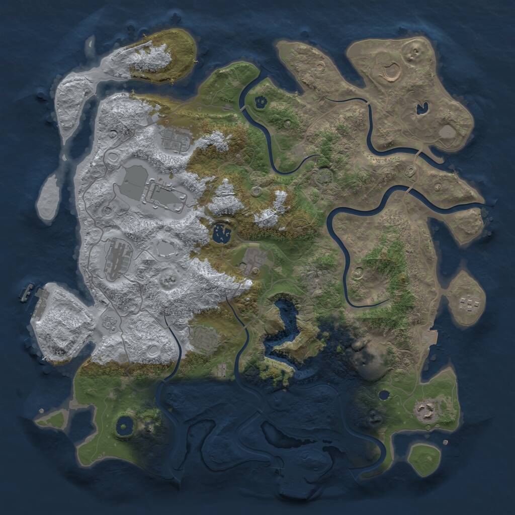 Rust Map: Procedural Map, Size: 4100, Seed: 685841706, 16 Monuments