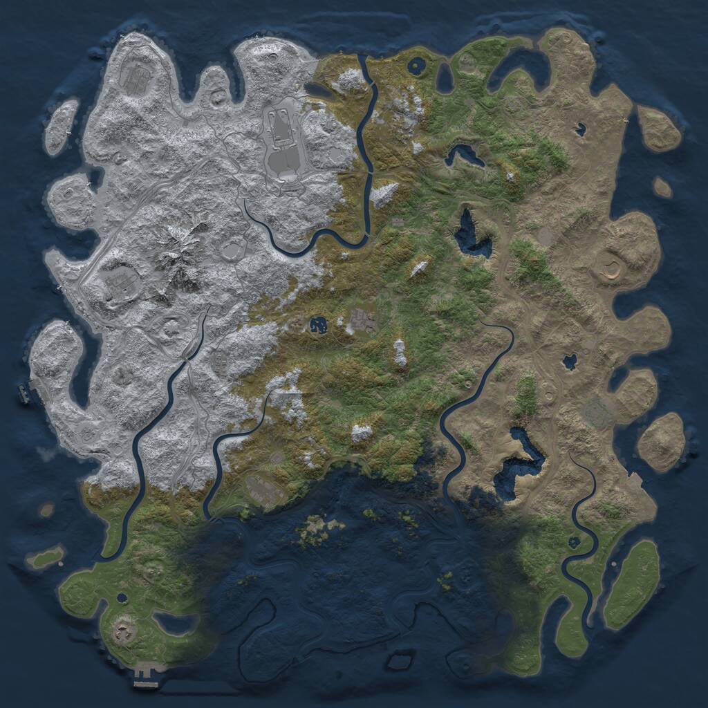 Rust Map: Procedural Map, Size: 6000, Seed: 939294385, 17 Monuments