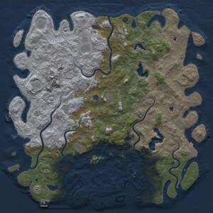 Thumbnail Rust Map: Procedural Map, Size: 6000, Seed: 939294385, 17 Monuments