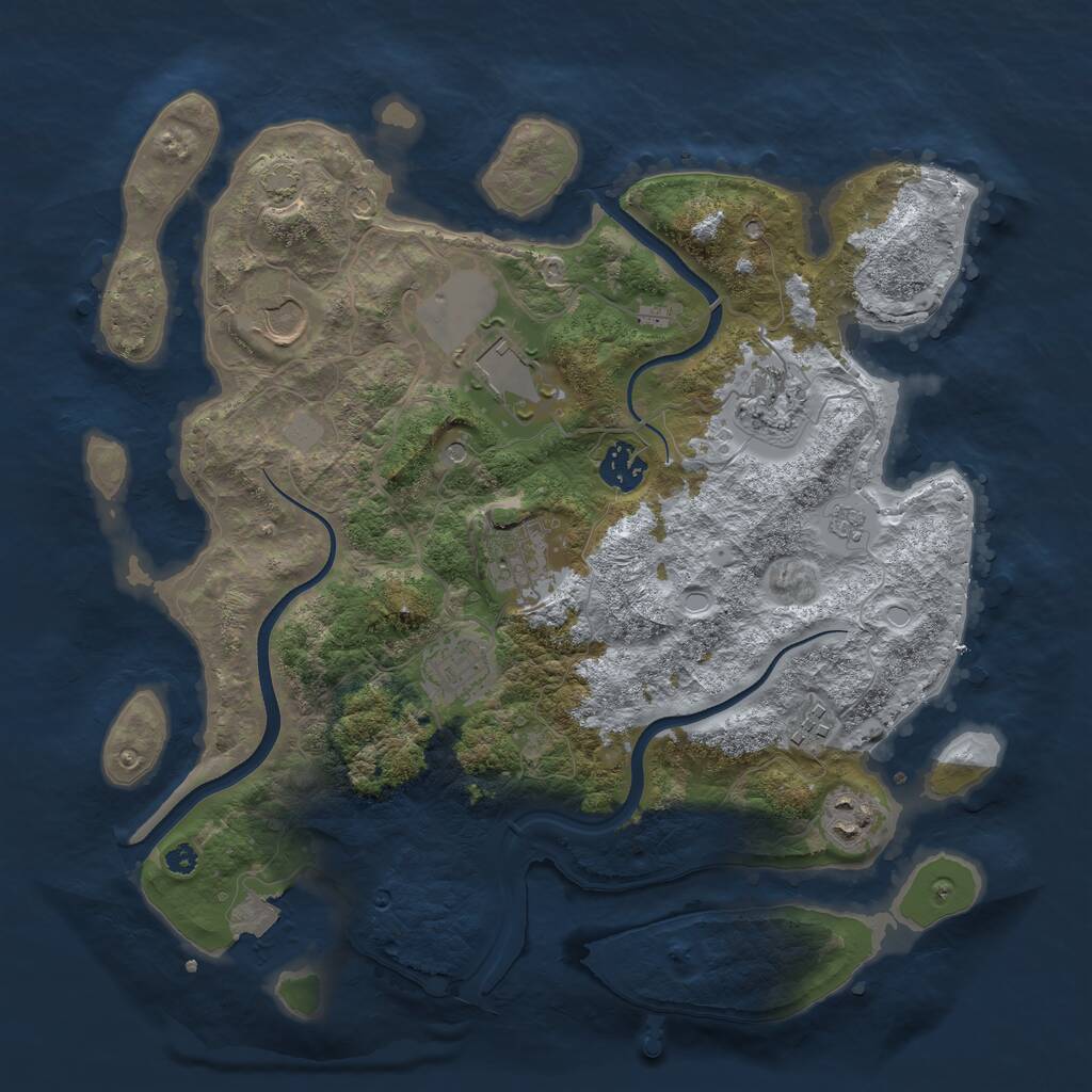 Rust Map: Procedural Map, Size: 3550, Seed: 1507055523, 12 Monuments