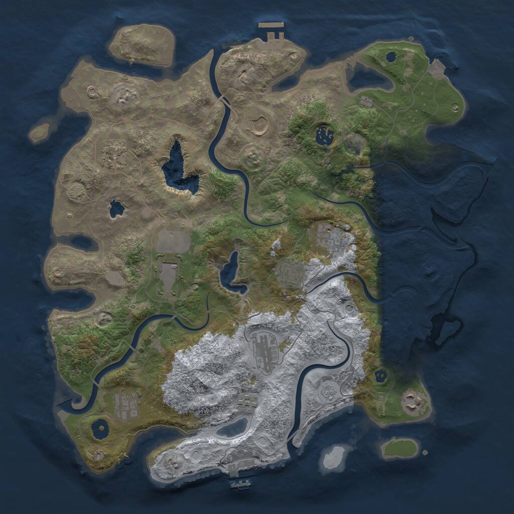 Rust Map: Procedural Map, Size: 4096, Seed: 1498469579, 16 Monuments