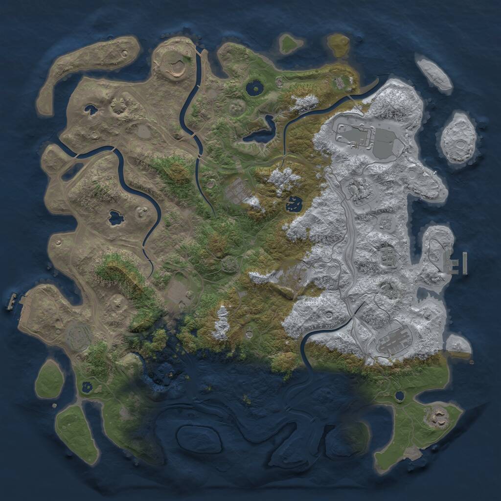 Rust Map: Procedural Map, Size: 4500, Seed: 492680821, 17 Monuments