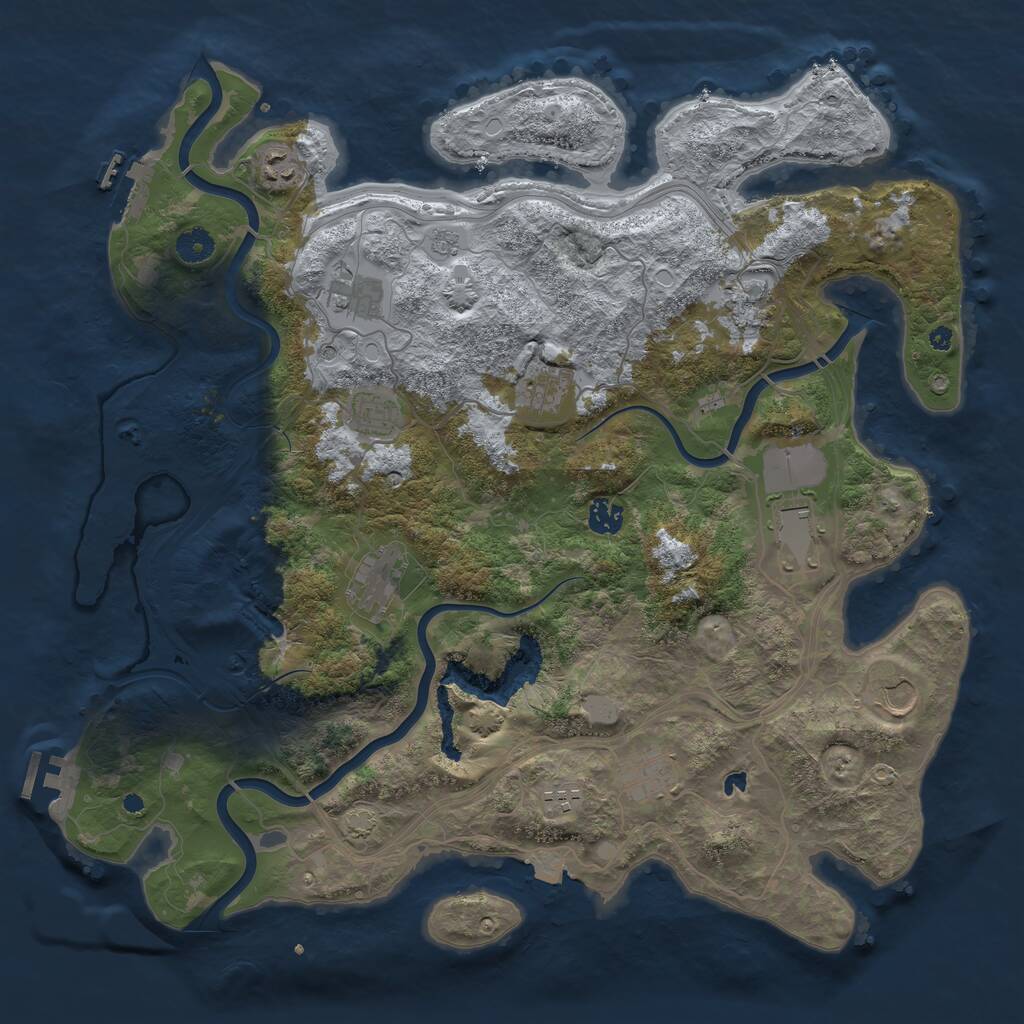 Rust Map: Procedural Map, Size: 4250, Seed: 157271711, 17 Monuments