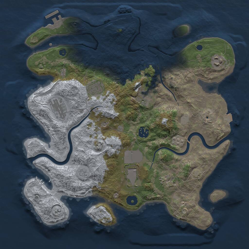 Rust Map: Procedural Map, Size: 3500, Seed: 604618510, 14 Monuments