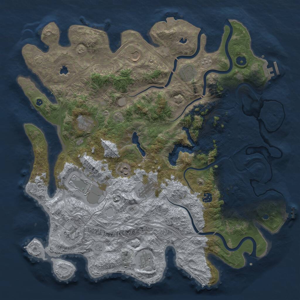 Rust Map: Procedural Map, Size: 4500, Seed: 1066842295, 16 Monuments