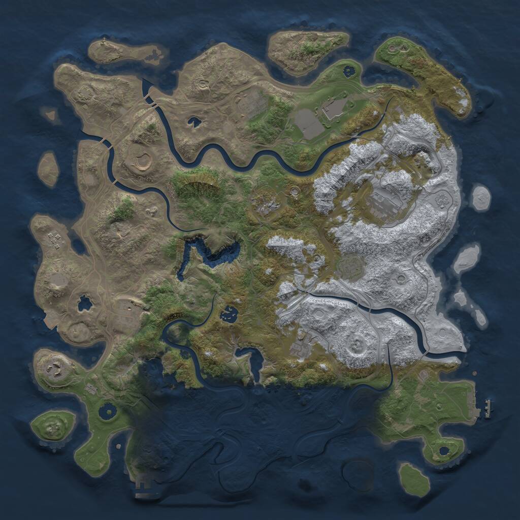Rust Map: Procedural Map, Size: 4500, Seed: 983023518, 17 Monuments