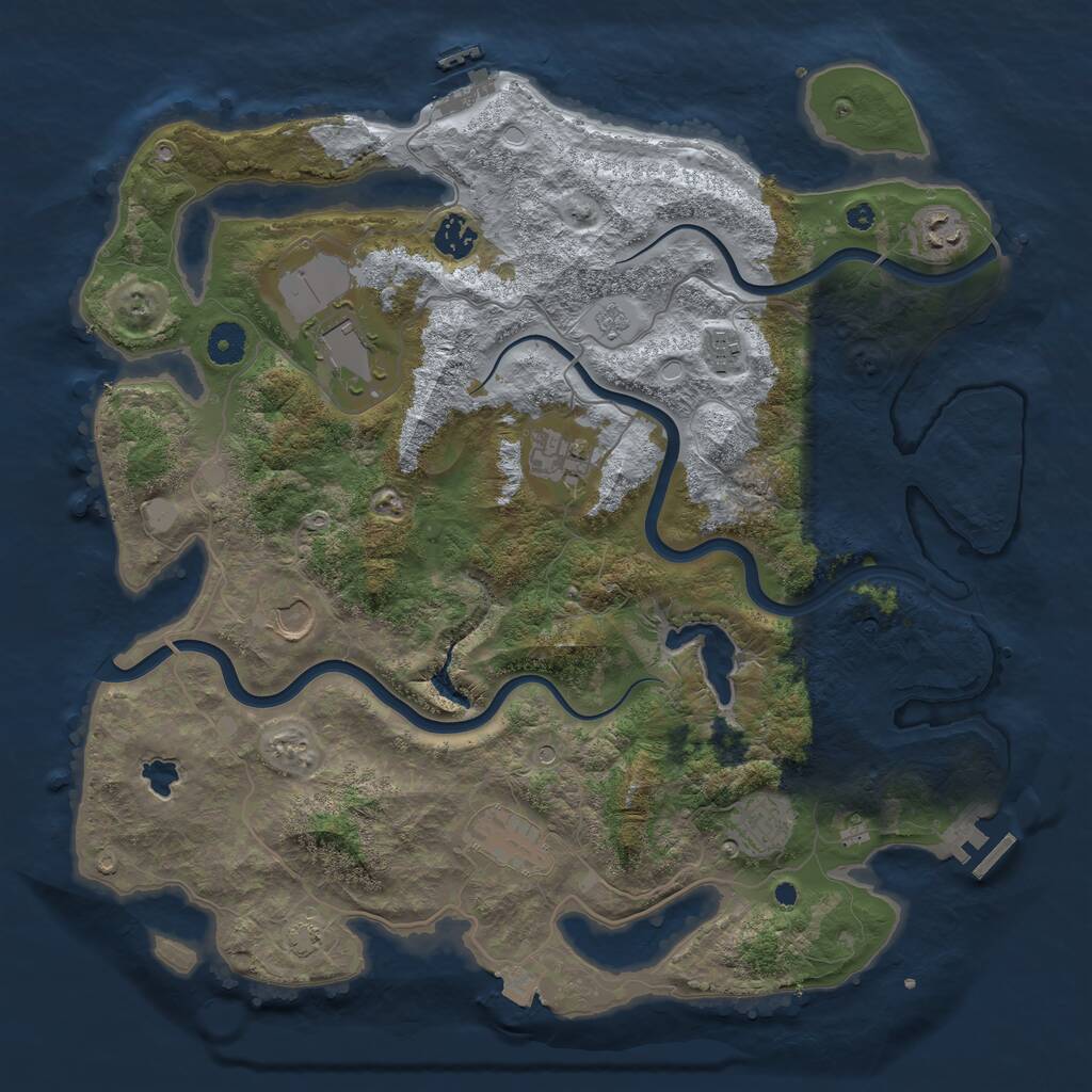 Rust Map: Procedural Map, Size: 4000, Seed: 383120254, 14 Monuments