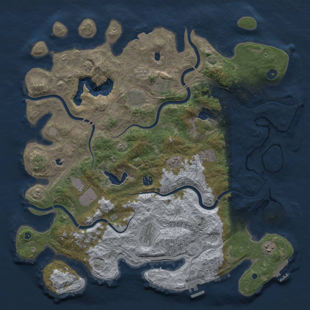 Rust Map: Procedural Map, Size: 4500, Seed: 519505075, 14 Monuments