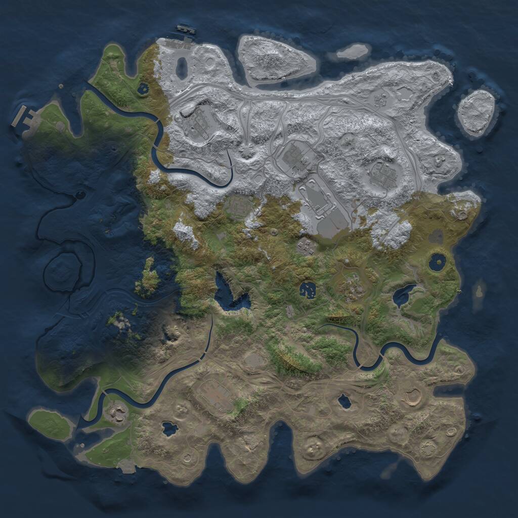 Rust Map: Procedural Map, Size: 4500, Seed: 619024071, 17 Monuments