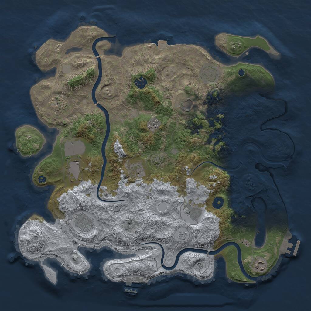 Rust Map: Procedural Map, Size: 3950, Seed: 1765645483, 16 Monuments