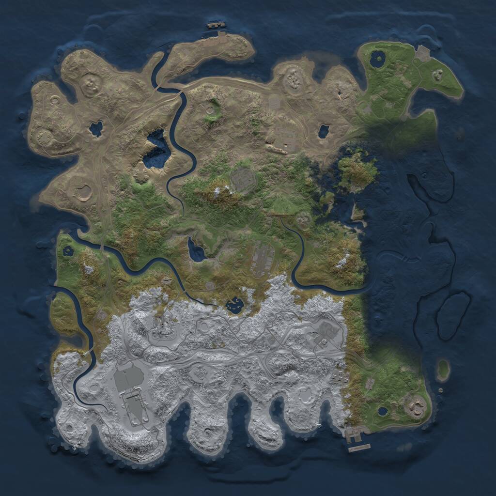 Rust Map: Procedural Map, Size: 4500, Seed: 581892684, 16 Monuments