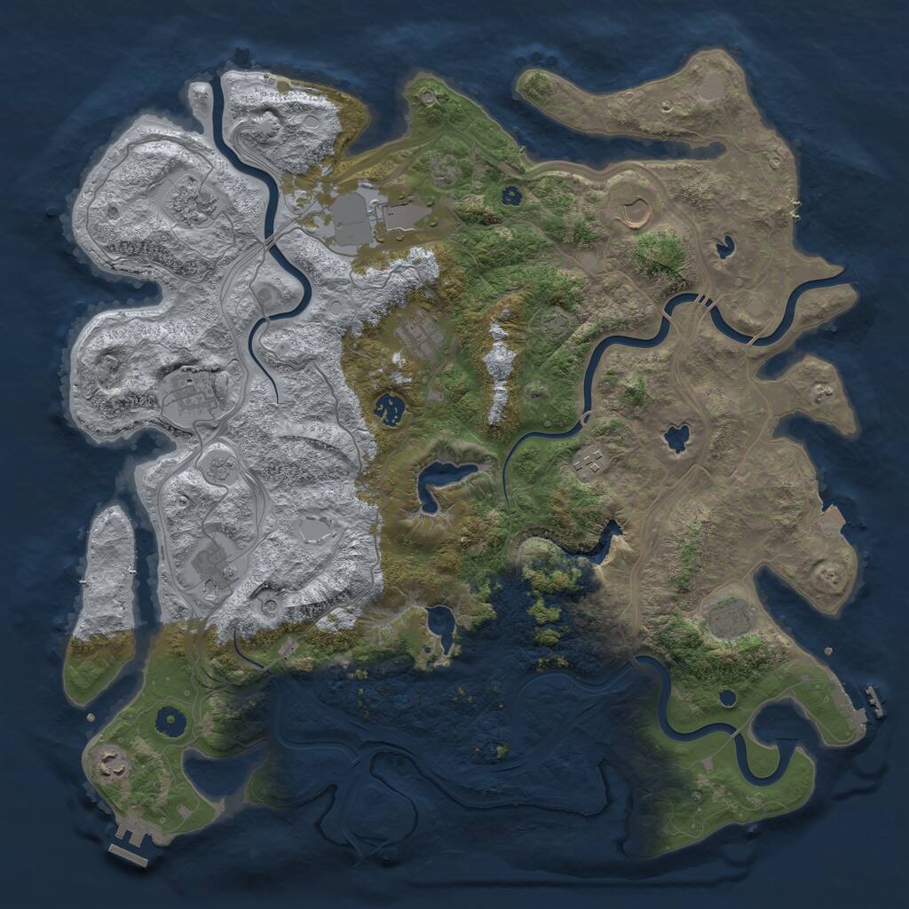 Rust Map: Procedural Map, Size: 4500, Seed: 1677578079, 16 Monuments