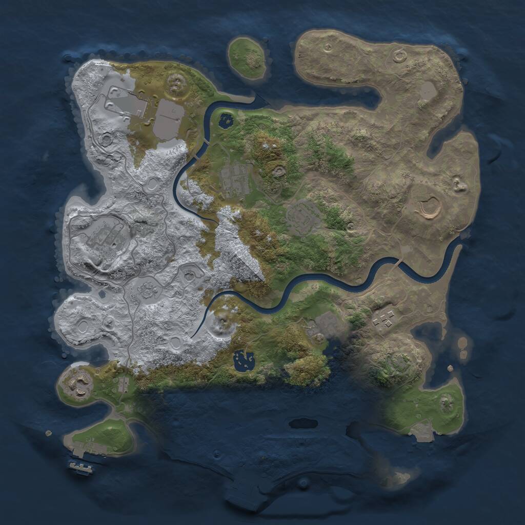Rust Map: Procedural Map, Size: 3500, Seed: 51153, 15 Monuments
