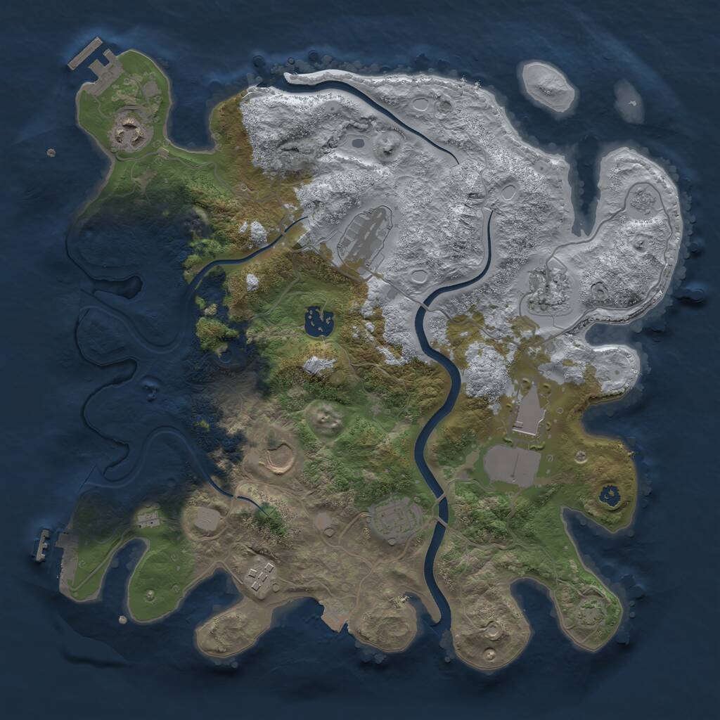 Rust Map: Procedural Map, Size: 3500, Seed: 168119661, 14 Monuments