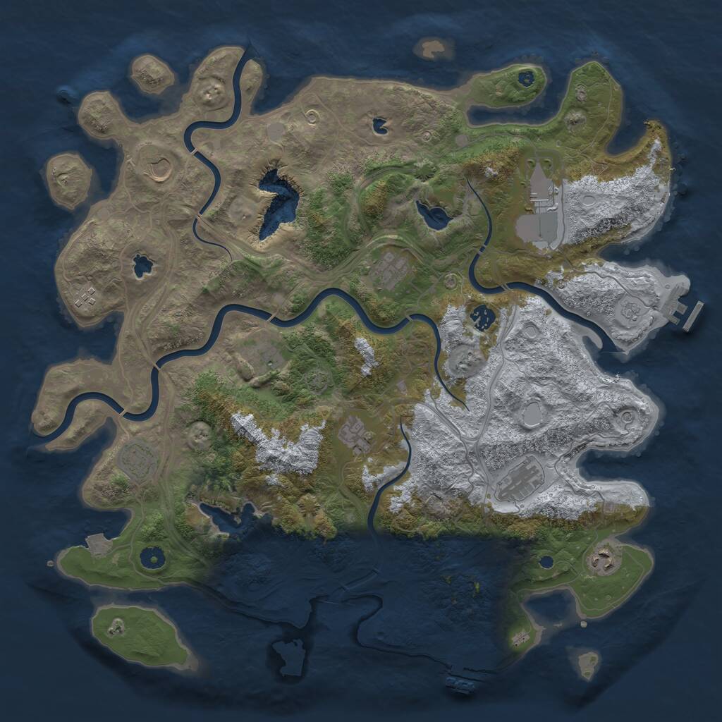 Rust Map: Procedural Map, Size: 4500, Seed: 225831473, 16 Monuments