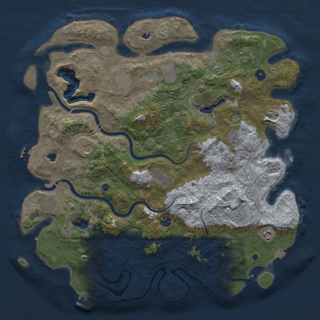 Rust Map: Procedural Map, Size: 4500, Seed: 678739125, 17 Monuments