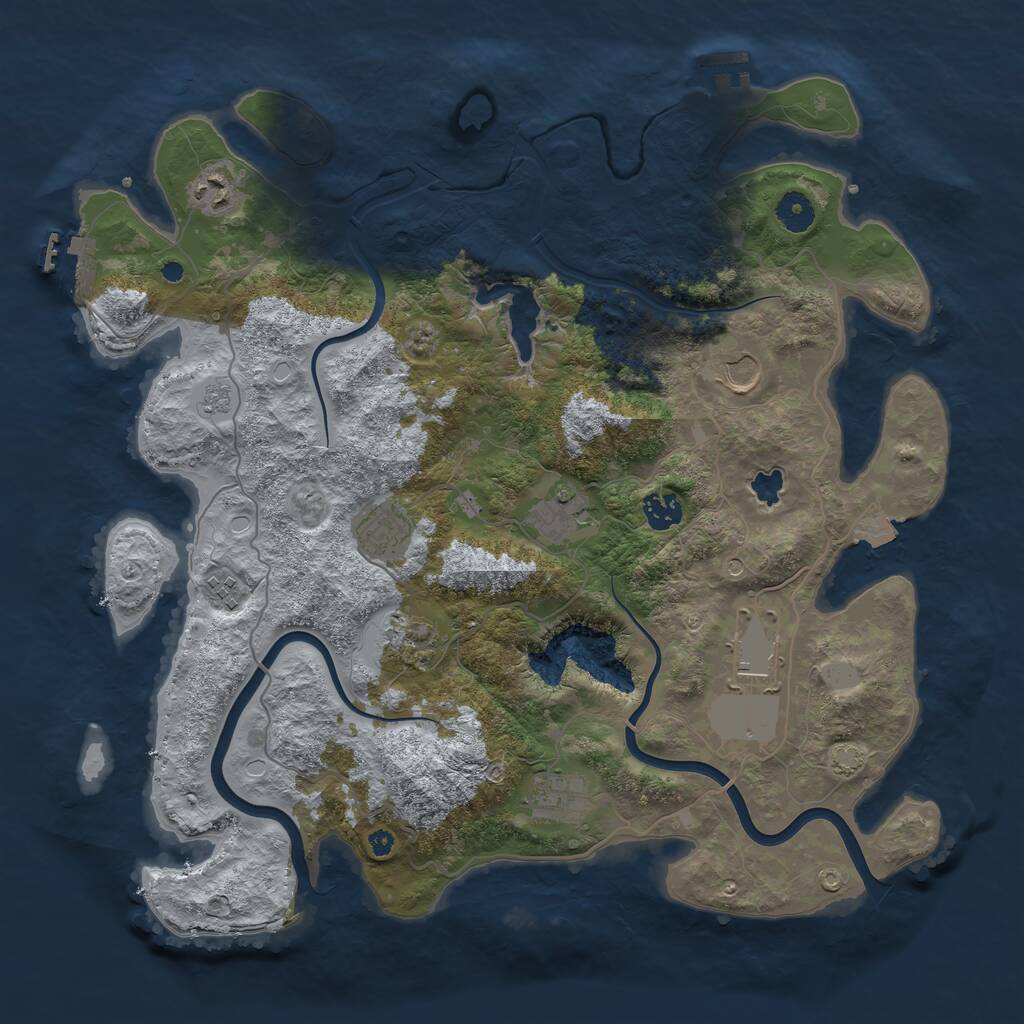 Rust Map: Procedural Map, Size: 4000, Seed: 45676, 15 Monuments