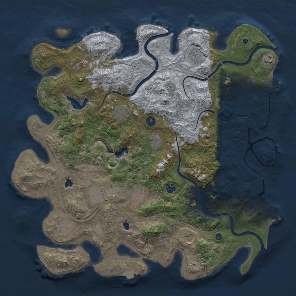 Rust Map: Procedural Map, Size: 4500, Seed: 7482024, 17 Monuments