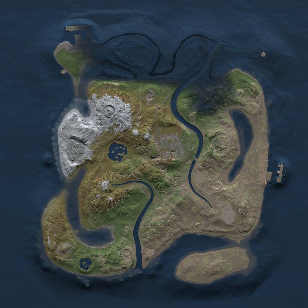 Rust Map: Procedural Map, Size: 2500, Seed: 2060448702, 8 Monuments