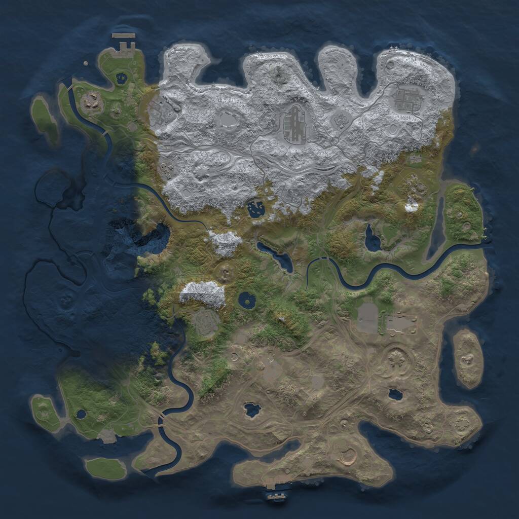 Rust Map: Procedural Map, Size: 4500, Seed: 1597646353, 17 Monuments
