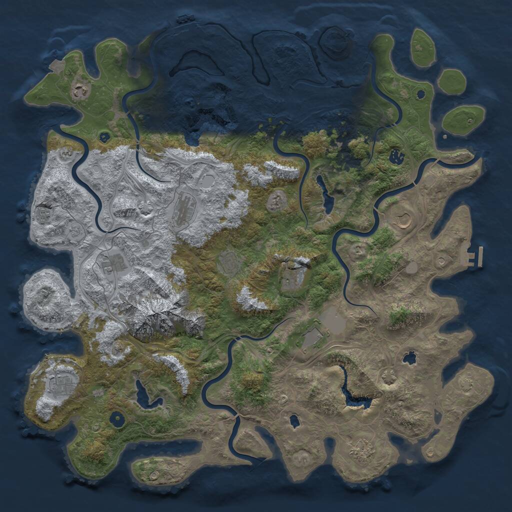 Rust Map: Procedural Map, Size: 5000, Seed: 61, 17 Monuments