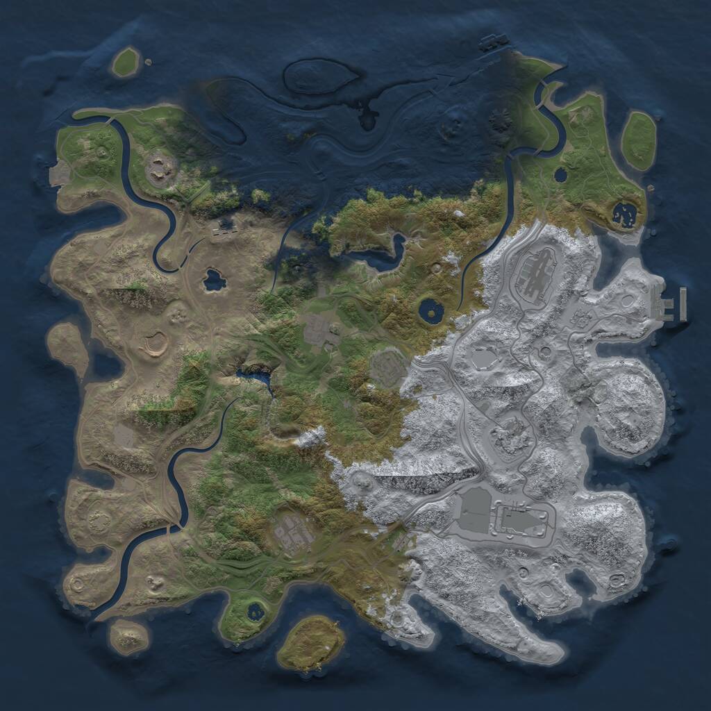 Rust Map: Procedural Map, Size: 4250, Seed: 264611409, 16 Monuments