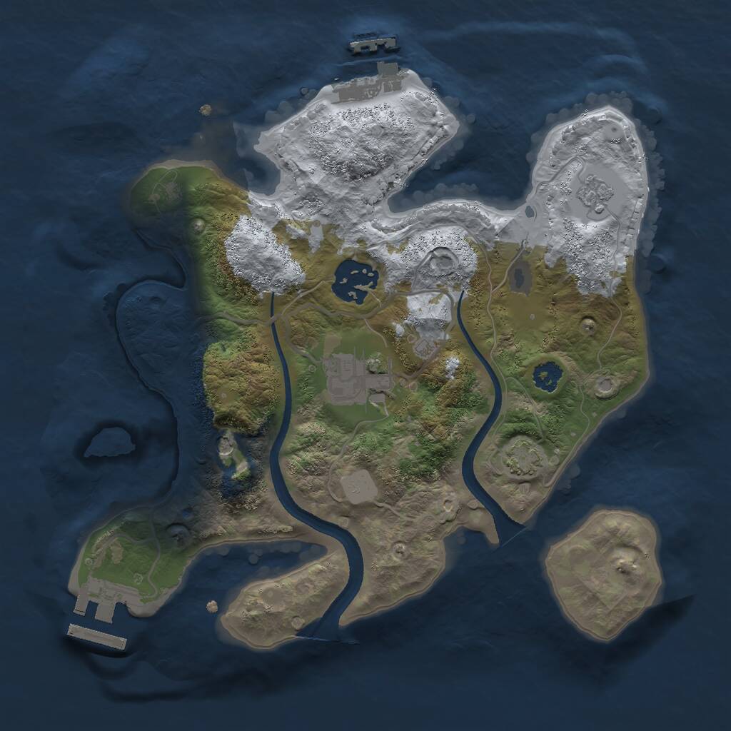 Rust Map: Procedural Map, Size: 2500, Seed: 1105594843, 8 Monuments