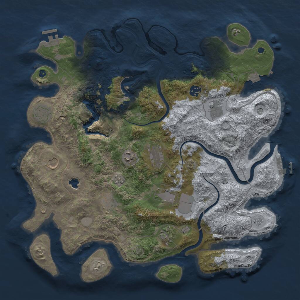 Rust Map: Procedural Map, Size: 4000, Seed: 930781827, 16 Monuments