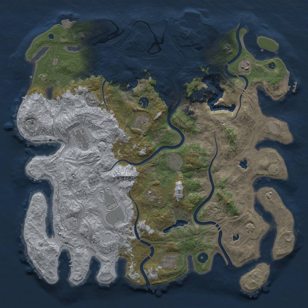 Rust Map: Procedural Map, Size: 4500, Seed: 1177463542, 15 Monuments