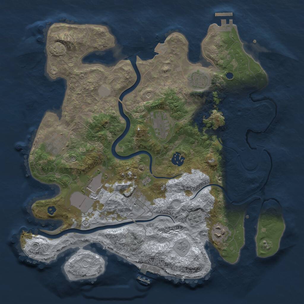 Rust Map: Procedural Map, Size: 3500, Seed: 977491552, 14 Monuments