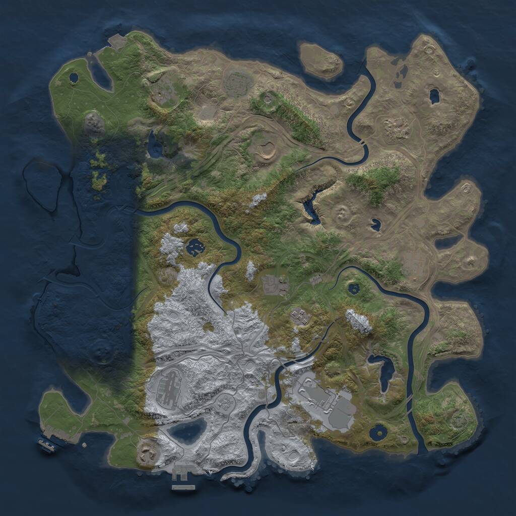 Rust Map: Procedural Map, Size: 4500, Seed: 59355585, 17 Monuments