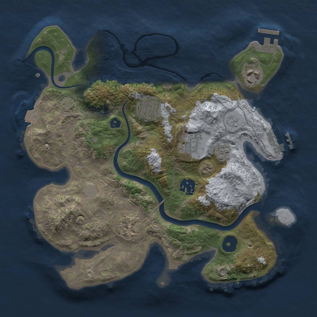 Rust Map: Procedural Map, Size: 3000, Seed: 46541249, 11 Monuments