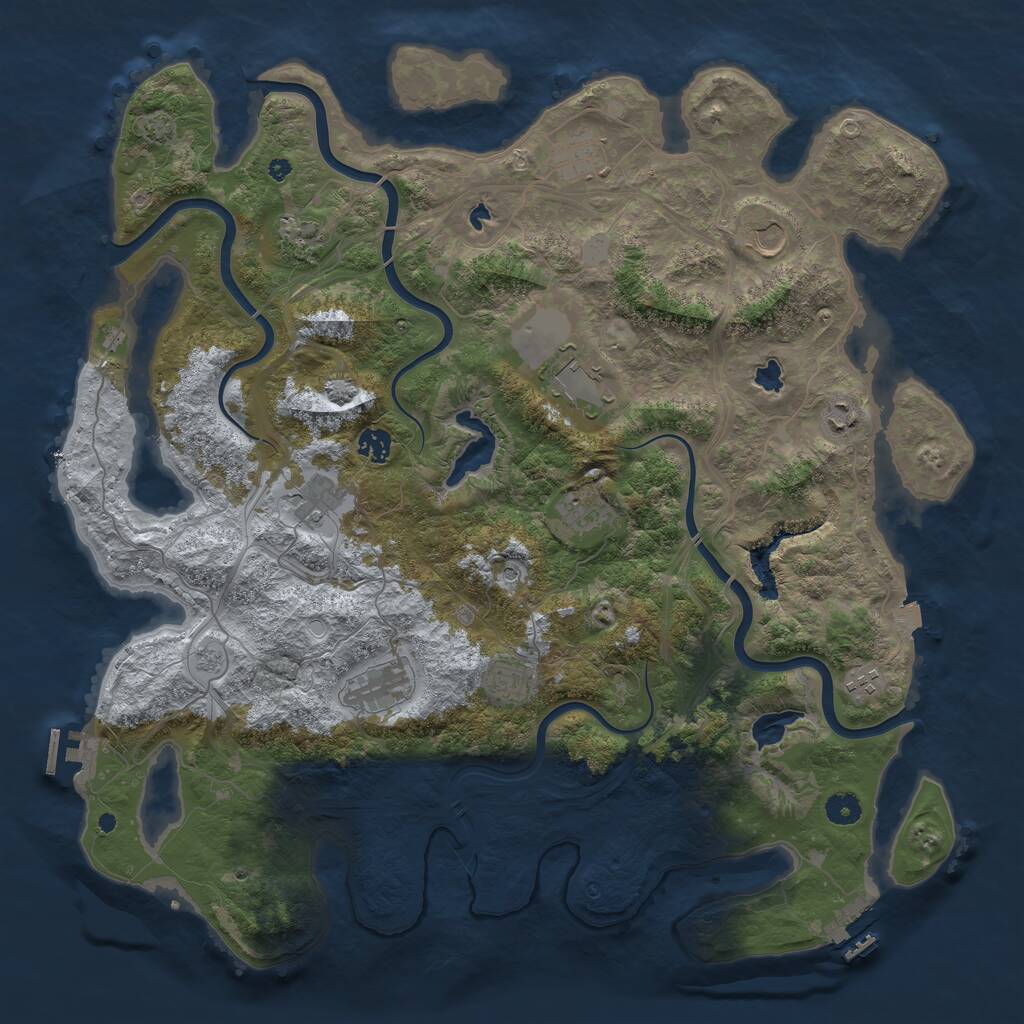 Rust Map: Procedural Map, Size: 4500, Seed: 908031378, 17 Monuments