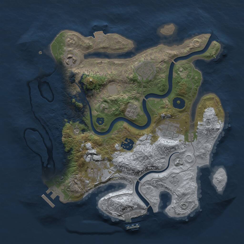 Rust Map: Procedural Map, Size: 3000, Seed: 1591769387, 11 Monuments