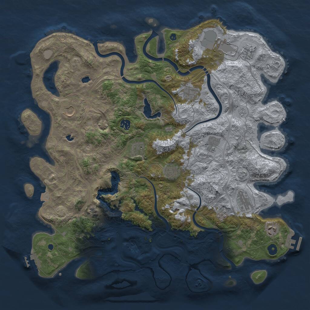 Rust Map: Procedural Map, Size: 4500, Seed: 420050, 17 Monuments